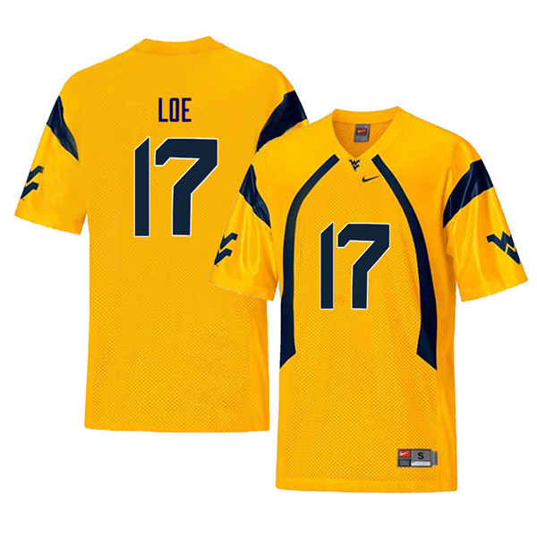 Men #17 Exree Loe West Virginia Mountaineers Retro College Football Jerseys Sale-Yellow